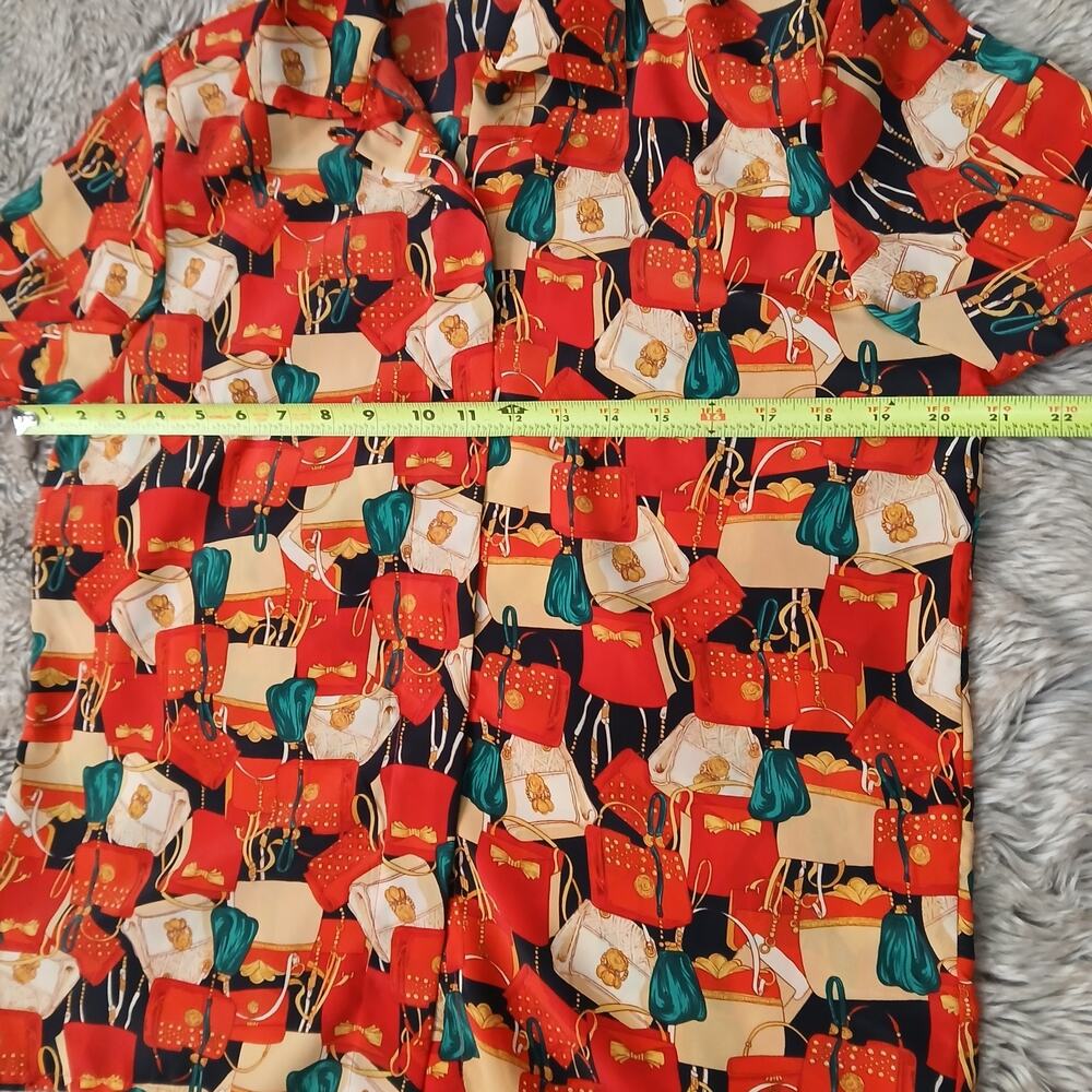 VTG Jordan Blouse Sz 10 Made in Korea Purse Novelty Print Button Down Shirt 80s - Picture 6 of 7